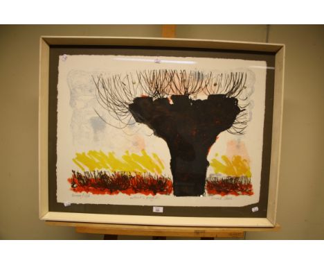 Bernard Cheese (English 1925-2013) 'Burning Field' a pencil signed and titled Artist's Proof Lithograph 57 x 80cm