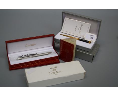 Must de Cartier, a Must de Cartier Vedome ballpoint pen, signed and numbered with fitted case and papers, together with a Chr