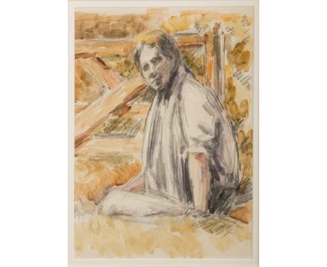 Duncan Grant (1885 -1978), a portrait of Rupert Brook, pencil and watercolour, 26 x 18.5cms, with a letter of provenance. * A