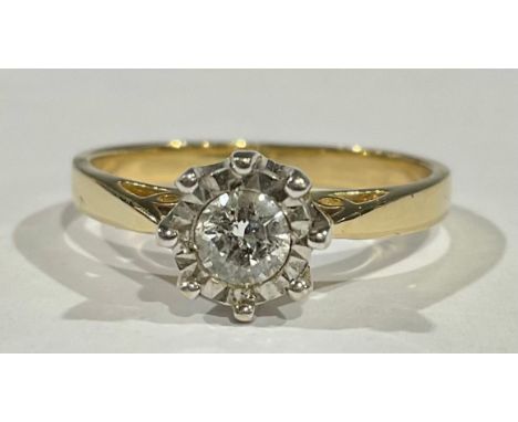 A 9ct gold solitaire ring, size K/L, marked 375, tests as diamond, 2.3g 