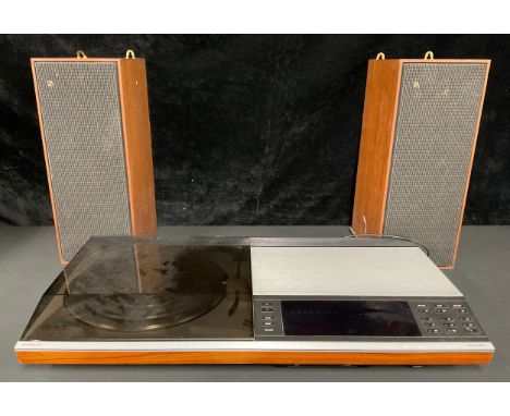 A Bang &amp; Olufson Beocenter 7007 combination cassette, tuner and record player system; a pair of Bang &amp; Olufson Beovox