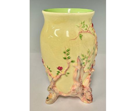 Ceramics - a Newport Pottery Clarice Cliff Cherry Tree pattern vase, 20cm high 