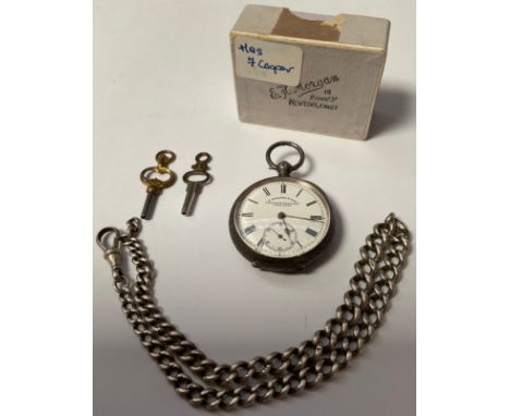 A lady's silver open face pocket watch, white enamel dial, Roman numerals, subsidiary seconds dial, retailed by T Rowlands &a