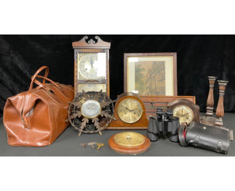 Boxes and Objects - a walnut Napoleon hat mantel clock, 38cm wide, c.1930; a Smith's Enfield bakelite mantel clock; a Preside
