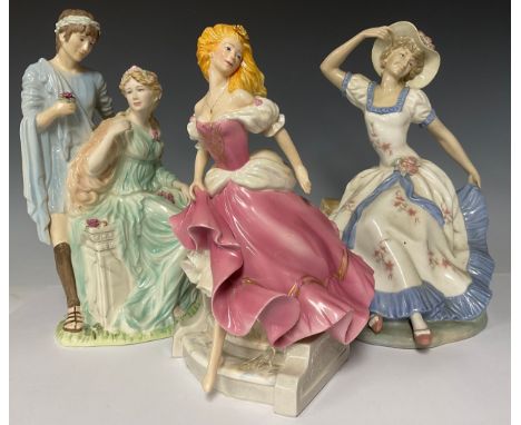 A Wedgwood figure group, Adoration, modelled by Jenny Oliver, limited edition number 1,189, 30.5cm; a Franklin Mint figure, C