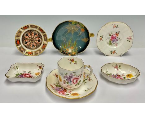 A Royal Crown Derby Imari 1128 patter circular pin tray, 11cm diameter, second quality; a Posies pattern coffee cup and sauce