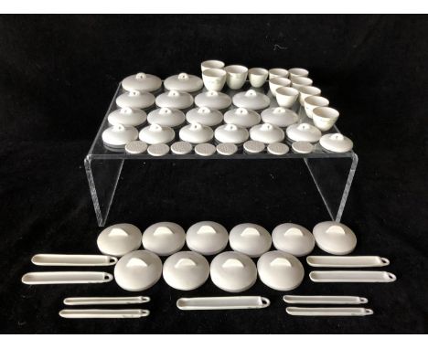 A quantity of Royal Worcester porcelain laboratory porcelains, crucibles, covers, sieves etc; and items by other manufacturer