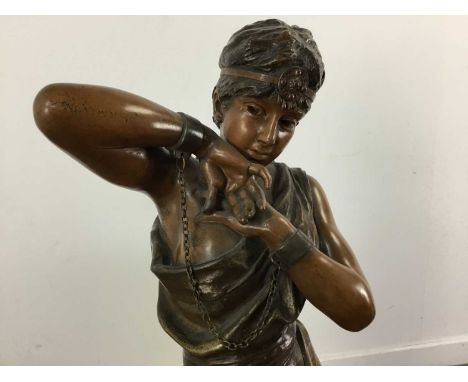 EMMANUEL VILLANIS (FRENCH, 1858-1914), THE CHAINED SLAVE ART NOUVEAU, LATE 19TH / EARLY 20TH CENTURY patinated and cold paint