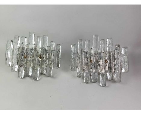 J. T. KALMAR WIEN, SET OF THREE HL/4516 'FINGER' GLASS WALL BRACKET LIGHTS CIRCA 1973  with fixturesPurchased from Heal's Lon