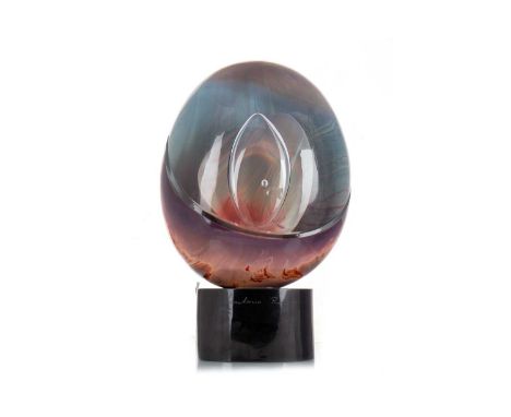 LOREDANO ROSIN (ITALIAN, 1936-1992), MURANO ART GLASS PLANET SCULPTURE signed and with Loredano Rosin Murano labels, mounted 