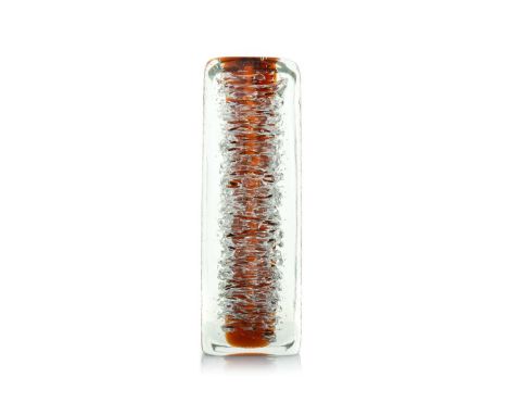 FRANTISEK VIZNER (CZECHIA, 1936-2011) FOR SKRDLOVICE, ART GLASS 'WHIRLPOOL' VASE CIRCA 1960-69 clear cased with amber tinted 