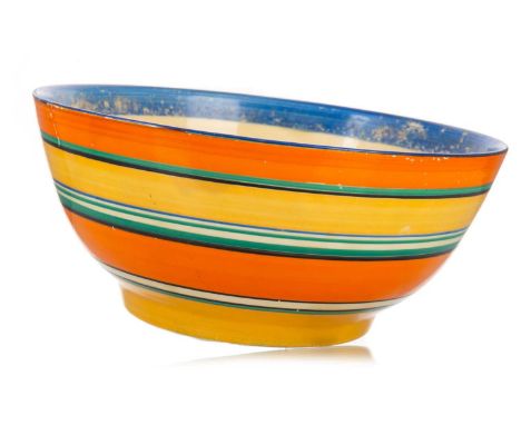 CLARICE CLIFF FOR WILKINSON, 'LIBERTY STRIPE' PATTERN BOWL CIRCA 1930-39 hand-painted with polychrome bands, printed Fantasqu