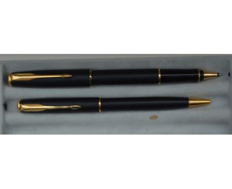 A Parker Sonnet roller ball and ballpoint, matt black