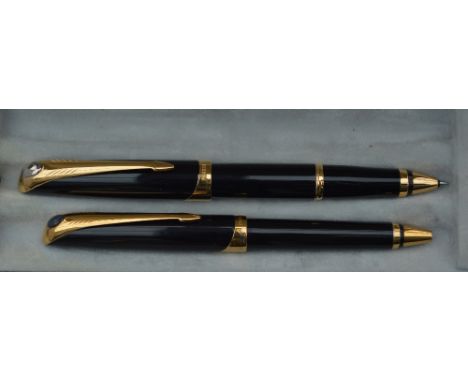 A Parker Ellipse rollerball and ballpoint, black