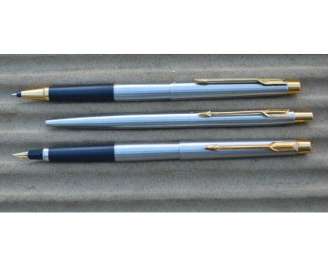 A Parker Classic fountain pen, rollerball and pencil