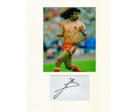 Football Ruud Gullit 16x12 inch mounted signature piece includes signed white card and colour photo pictured playing for the 