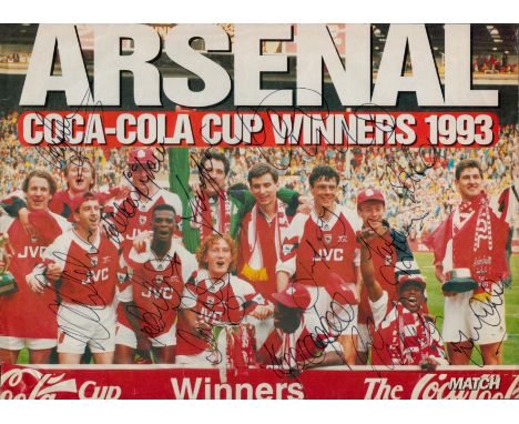 Football Arsenal 1993 League Cup winners 12x8 multi signed colour magazine photo includes 13 great signatures such as Tony Ad