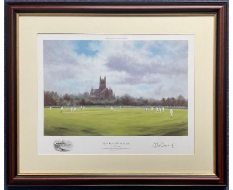 Cricket. Jack Russell MBE Signed Colour Print Titled New Road Worcester. To commemorate the Centenary of Worcestershire CCC a
