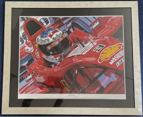 Motor Racing Michael Schumacher 42x35 framed and mounted limited edition164/250 print titled "Seeing Red" signed in pencil by