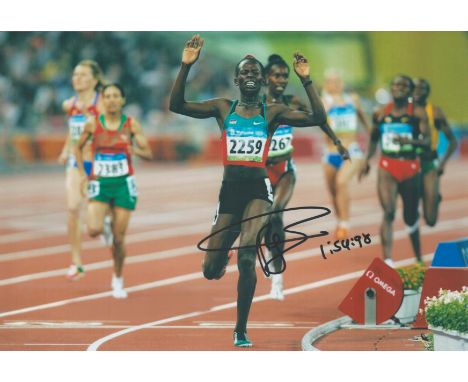 Athletics Pamela Jelimo signed 12x8 inch colour photo. Pamela Jelimo (born 5 December 1989) is a Kenyan middle-distance runne