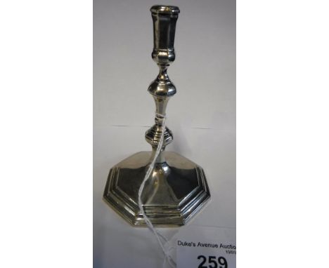 A GEORGE II STYLE KNOPPED SILVER TAPER-STICK 