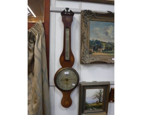 A GEORGE III MAHOGANY CASED DIAL BAROMETER, the steel face engraved 'G B GIOBBI & Co DEVIZES'