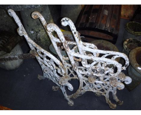 TWO PAIRS OF VICTORIAN CAST IRON BENCH ENDS