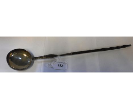 A SILVER TODDY LADLE with whalebone twist handle