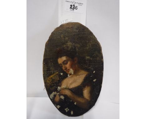 AN OIL ON CANVAS PORTRAIT OF A YOUNG LADY, mounted on board