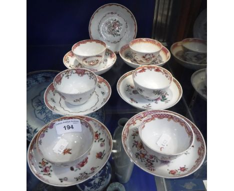 A COLLECTION OF SIMILAR NEWHALL TYPE TEA BOWLS AND SAUCERS