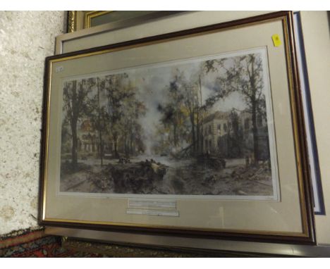 AFTER DAVID SHEPHERD "Oosterbeek crossroads", limited edition colour print, together with two further prints