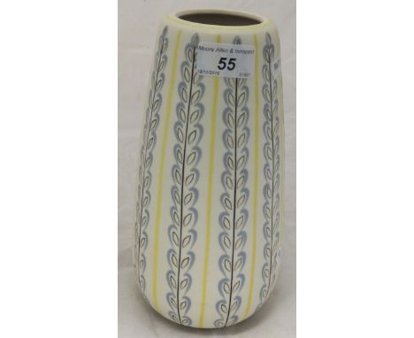 A Poole pottery vase in the free form style, decorated in black, pale blue and yellow on a cream ground CONDITION REPORTS Hei