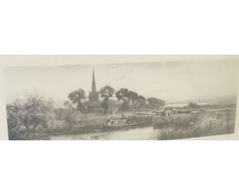 SIMON LAURENT "1915 E H Effets du soleil", colour print signed lower right, together with various watercolours and etchings
