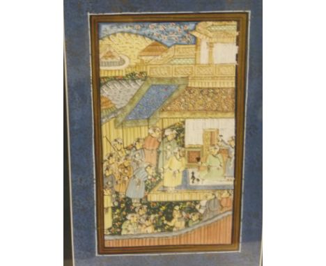 INDIAN SCHOOL "Figures honouring the Emperor", gouache and watercolour, ENGLISH SCHOOL "Salisbury Cathedral", watercolour hei