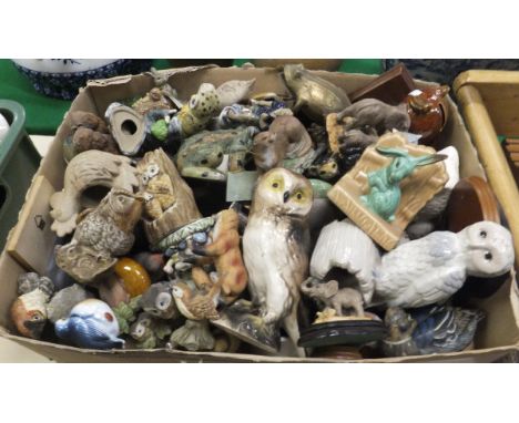 Five boxes of miscellaneous china, glass and decorative wares, to include a large collection of ceramic and other ornaments t