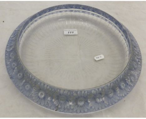 A Lalique "Marguerite" pattern fruit dish with blue tinted decoration CONDITION REPORTS Diameter approx 33cm.  Wear and scuff