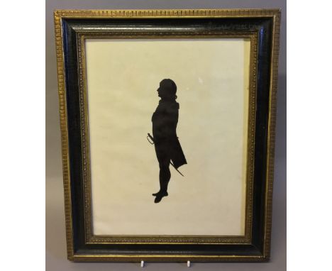ENGLISH SCHOOL (19th century)
Full length portrait miniature silhouette, possibly Nelson
Ink on paper
36 x 43 cm overall, fra