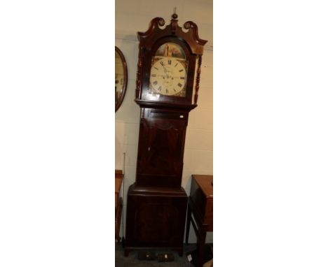 A Victorian mahogany eight day longcase clock, with painted dial signed Joseph Belles, Huddersfield 