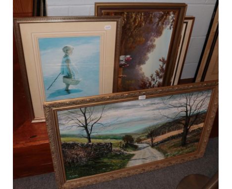 K * Lund (Contemporary), Extensive Dales landscape, together with a further work by the same hand ''The Square, Grassington''