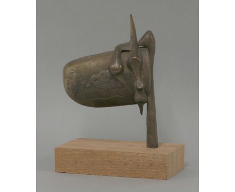 Lydia Silvestri (b.1928), 'Malingonia' a bronze sculpture, signed, on a wood stand, 32cm high 