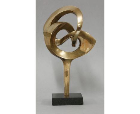 Robert Mitchell (British, 20th century), of scrolling form, bronze, with button to the plinth, 'R J Mitchell, 3/10', 25cm hig
