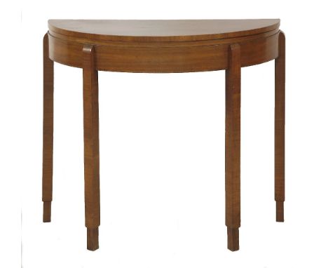 A walnut fold-over card table,  84cm wide 42cm deep 74cm high