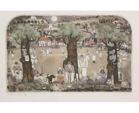 *Graham Clarke (b.1941) 'QUITE CRICKET' Aquatint, signed, inscribed with title and numbered 95/400 in pencil 34.5 x 54cm *Art