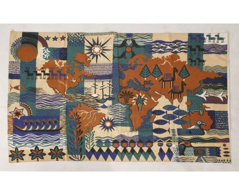A Braun tapestry, 'Portulan', designed by AgnŠs Couchat, signed on label, 164cm wide 116cm high