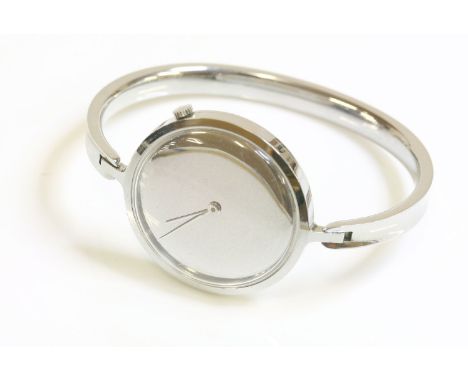 A ladies' stainless steel mechanical bangle watch,  designed by Vivianna Torun Blow-Hbe, No. 227, for Georg Jensen.  A circ