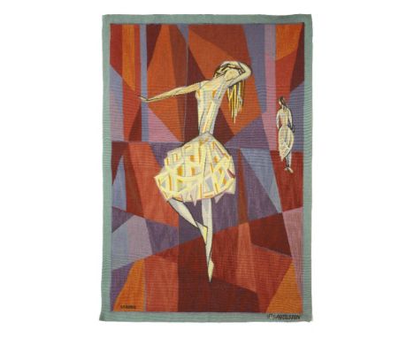 Lars Gynning for Pinton FrŠres, Aubusson, 'Danseuse' a tapestry, signed 'Gynning', with 'PF' initials and titled verso,  106 