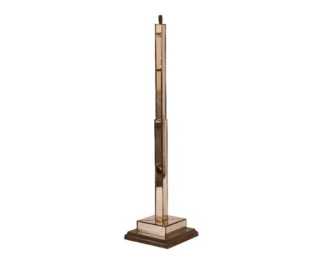 An Art Deco walnut standard lamp,  with pink tinted glass plates, 60cm high