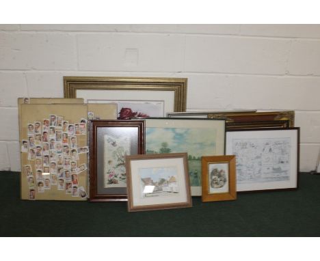 Collection of pictures and prints also together with framed cigarette cards (qty)
