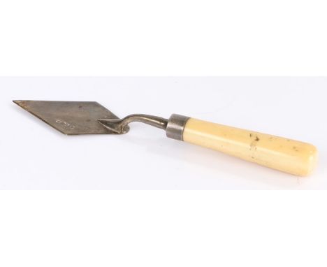 Novelty Victorian silver trowel, Sheffield 1892, with an ivory handle