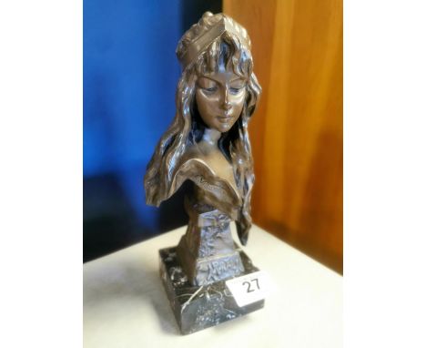 French Bronze Sculpture Signed E Villanis (1858-1914) on a marble base